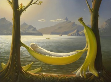 Surrealism Painting - golden anniversary surrealism banana swing